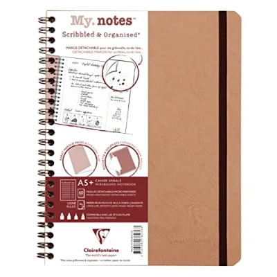 Abbildung von Clairefontaine 78236C Age Bag My.Notes Spiralheft mit abtrennbaren Rändern, 16x21cm, 60 Blatt 90g liniert Braun, 1 Stück