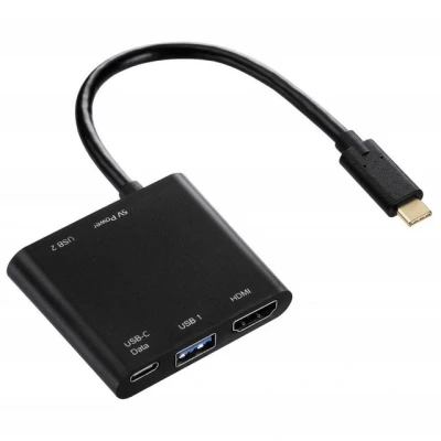 Abbildung von Hama 4in1 USB C Hub Adapter HDMI Ausgang Kabel, SuperSpeed Type 3.1 4K Port Verteiler Thunderbolt 3