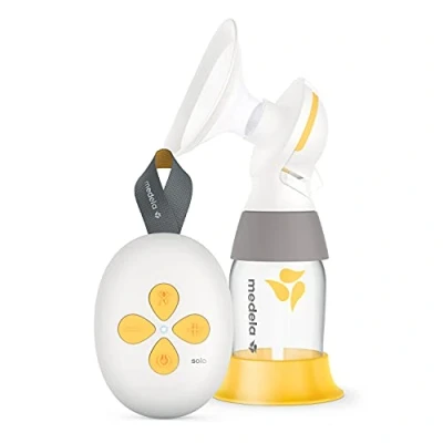 Abbildung von Medela Solo Elektrische Milchpumpe, spürbar leiser, wiederaufladbar über USB, mit PersonalFit Flex Trichter und 2 Phasen Extraktionstechnologie: