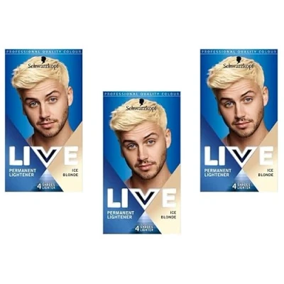 Abbildung von 3x Schwarzkopf Live Men Colour Intense Permanent Colouration Eisblond, für Herren (3er Pack)
