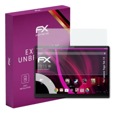 Abbildung von atFoliX Glasfolie kompatibel mit Lenovo Yoga Tab 13 Panzerfolie, 9H Hybrid Glass FX Schutzpanzer Folie