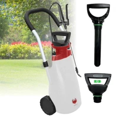 Abbildung von PHOENIX Akku Drucksprüher auf Rollen Roller Sprayer, Gartenspritze mit 3m Schlauch für Mühelose Anwendung, Elektrischer Drucksprüher, Tragbar, Leicht, Autonom
