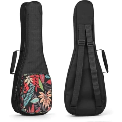 Abbildung von SHANNA Bunte Ukulele Tasche 26 Zoll Gigitasche Gigbag, Ukulelenhülle mit Verstellbarem Schultergurt und Bequemem Tragegriff, Dicke Polsterung Verstärkter Reißverschluss, Blume