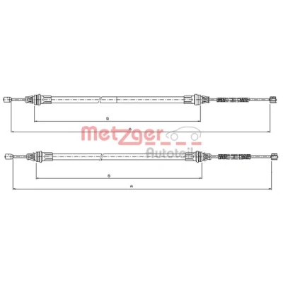 Abbildung von METZGER 10.9336 Handbremsseil hinten 990/805 Trommelbremse COFLE SMART: City Coupe, Cabrio, Fortwo I Coupe