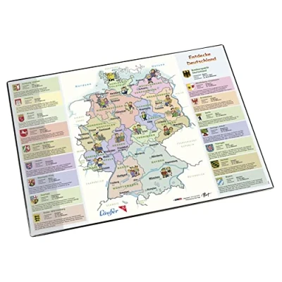 Abbildung von Läufer 45346 Landkarten Schreibtischunterlage Entdecke Deutschland, rutschfeste Schreibunterlage mit Landkarte Deutschland für Kinder, 40x53 cm