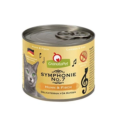Abbildung von GranataPet Symphonie No. 7 Huhn &amp; Fisch, Katzenfutter ohne Getreide Zuckerzusätze, Filet in natürlichem Gelee, delikates Nassfutter für Katzen, 6 x 200 g