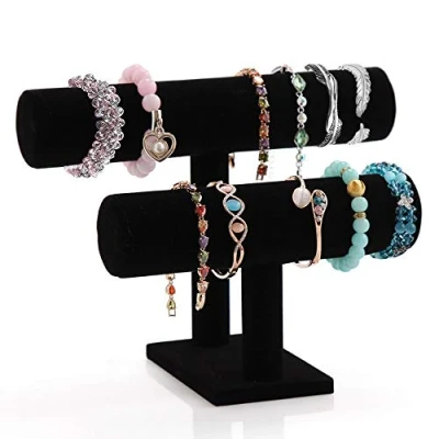 Abbildung von powerking Armbandhalter, 2 Schwarze T Bar Armbandhaltung für Schmuck Zeigen Schmuckdisplay Schmuckständer Jewelry Veranstalter (2 tier)