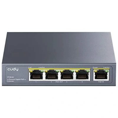 Abbildung von Cudy 4 Kanal Gigabit PoE Extender, 1000 Mbit/s, 1 Eingang, Ausgang, Repeater, PoE+ Verstärker, PoE++ Booster, Wandmontage, IEEE 802.3bt / 802.3at 802.3af einhalten