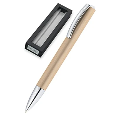 Abbildung von ONLINE Kugelschreiber Vision Champagne I Drehkugelschreiber mit Standard Großraummine in Stärke M, Schreibfarbe Schwarz Eleganter Kulli gebürsteter Oberfläche Geschenkbox