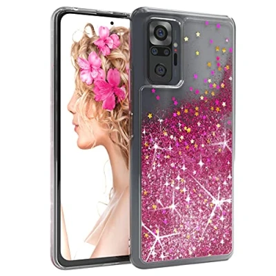 Abbildung von EAZY CASE Hülle kompatibel mit Xiaomi Redmi Note 10 Pro Schutzhülle Flüssig Glitzer, Handyhülle, Schutzhülle, Back Cover Glitter Flüssigkeit, TPU/Silikon, Transparent/Durchsichtig, Pink