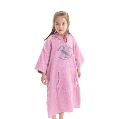 Abbildung von HOMELEVEL Bademantel Badeponcho Surfponcho für Kinder und Teenager mit Kapuze unisex, Baumwolle