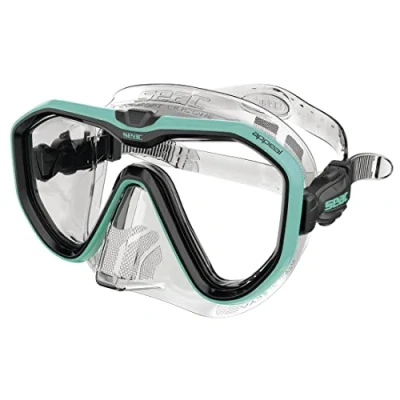 Abbildung von Seac Unisex Adult Appeal Italien hergestellte Einglas Tauchmaske mit Einer 3D Schnalle direkt am Maskenkörper, transparent/klar blau, Standard