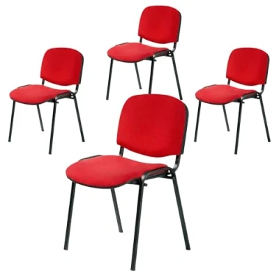 Abbildung von Topsit Büro &amp; More 4er Set Besucherstuhl ISO, Bequemer Konferenzstuhl, stapelbar, mit gepolsterter Sitzfläche und Rückenlehne (Rot)