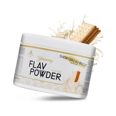 Abbildung von PEAK Yummy Flav Powder 250g Geschmack Butter Biscuit (Shortbread) I 50 Portionen Geschmackspulver wenig Kalorien Inulin Ballaststoffe mit Laktase zum Kochen Backen vegan low sugar 250 g