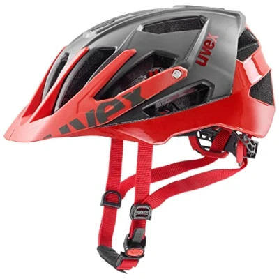 Abbildung von uvex Quatro sicherer MTB Helm für Damen und Herren individuelle Größenanpassung waschbare Innenausstattung Grey red 52 57 cm