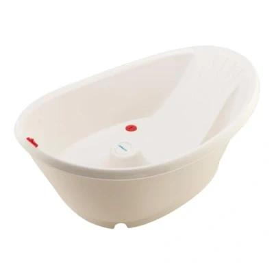 Abbildung von baby walz Badewanne Basic white Rückenstütze für zusätzlichen Komfort ergonomisches Design mit eingebautem digitalen Flüssigkristall Thermometer Made in Italy, Einheitsgröße, Weiß