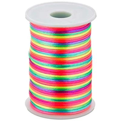 Abbildung von UV FLOOR Neonfarbene Garnrolle Armbandschnur Deko Wolle Premium Qualität Neonfarbenes Zubehör Party Mehrfarbig 100m ⌀ 2mm