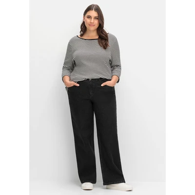 Abbildung von Sheego Komfort ELLA Jeans Straight Leg, Damen, Größe: 44, Black denim