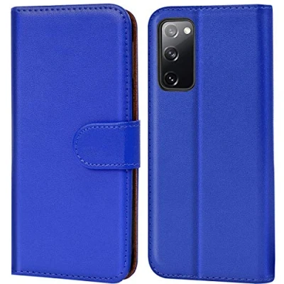 Abbildung von Verco Handyhülle für Samsung Galaxy S20 FE Hülle, Bookcase Tasche Flipcover Case [Kartenfächer/Aufstellfunktion], Blau