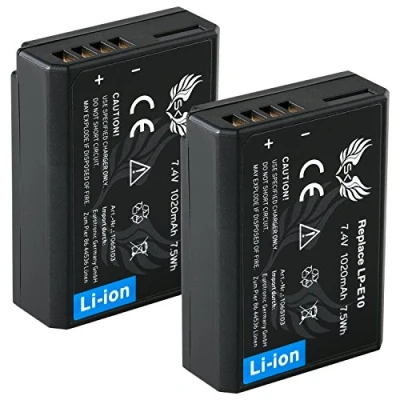 Abbildung von 2X SK Akku Canon LP E10 1020mAh für EOS 1100D 1200D 1300D 2000D 4000D / Rebel T3 T5 T6 Kiss X50 X70