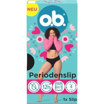 Abbildung von o.b. Periodenslip, wiederverwendbare Periodenunterwäsche bei starker Periode, Menstruationsunterwäsche für bis zu 12 Stunden Auslaufschutz, erhältlich in den Größen XS/S, M/L, XL/XXL (1 Stück)