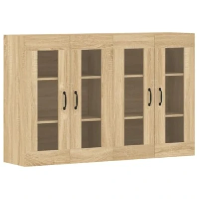 Abbildung von vidaXL Wandschrank 2 STK., Hängeschrank mit viel Stauraum, Sideboard für Wohnzimmer, Schrank Wandmontage Lagerschrank Kommode, Skandinavisch, Sonoma Eiche Holzwerkstoff