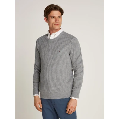 Abbildung von Tommy Hilfiger Structure Strickpullover, Herren, Größe: Large, Medium grey