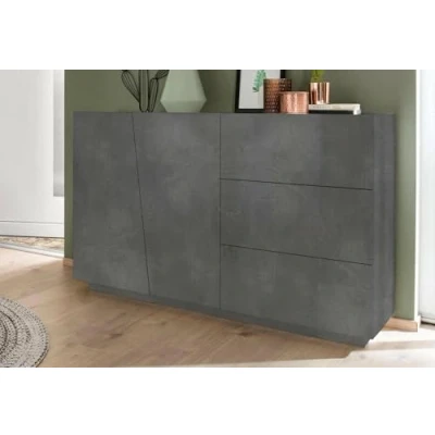 Abbildung von Dmora Modernes Sideboard mit 2 Türen und 3 Schubladen, Made in Italy, Küchen Sideboard, Wohnzimmer Design Buffet, 141x43h86 cm, Farbe Schiefergrau