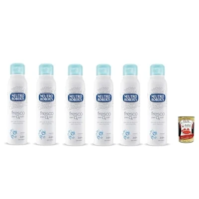 Abbildung von 12x Neutro Roberts Fresco Spray Deodorant ohne Aluminiumsalze, null Flecken, natürlicher Schutz mit blumigen Noten 150 ml + Italian Gourmet Polpa 400g