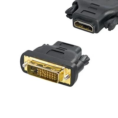 Abbildung von BestPlug DVI HDMI Adapter, D 24+1 Stecker männlich auf Buchse Kupplung weiblich vergoldet, geeignet für HD FullHD, Schwarz