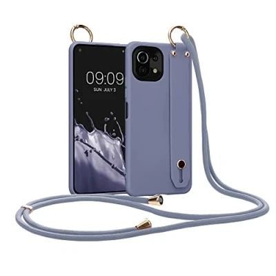 Abbildung von kwmobile Hülle kompatibel mit Xiaomi 11 Lite (5G) NE/Mi Handyhülle Schlaufe Ring Handy Cover Case in Lavendelgrau
