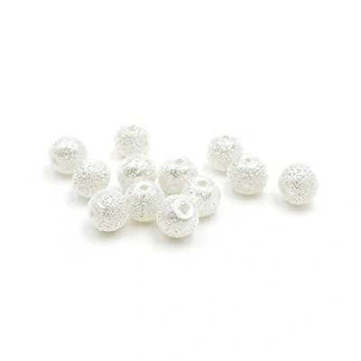Abbildung von Vintageparts Glasperlen mit strukturierter Oberfläche in weiß 6mm 1 Strang zum Schmuck selber basteln