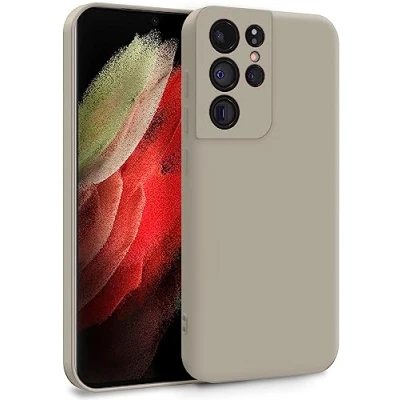 Abbildung von MyGadget Hülle für Samsung Galaxy S21 Ultra Zweilagige Handyhülle mit Kameraschutz Cover Innenfutter &amp; Silikon außen Grau