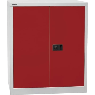 Abbildung von BISLEY Flügeltürenschrank Universal, 1 verzinkter Fachboden, 2 OH, Metall, 506 Korpus Lichtgrau, Fronten Kardinalrot, 40 x 91.4 100 cm