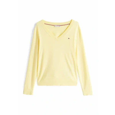 Abbildung von Tommy Hilfiger Stitch VNK Strickpullover, Damen, Größe: XS, Citronella