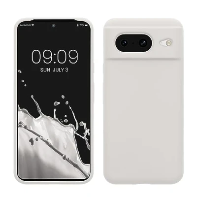 Abbildung von kwmobile Hülle kompatibel mit Google Pixel 8 Silikon Handy Case Handyhülle weiche Oberfläche kabelloses Laden Weiß matt