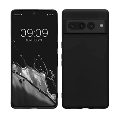Abbildung von kwmobile Hülle kompatibel mit Google Pixel 7 Pro weiches TPU Silikon Case Cover geeignet für kabelloses Laden Schwarz