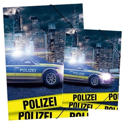 Abbildung von itenga Set Zeichenmappe DIN A3 und Sammelmappe A4 mit Motiv Gummizugmappe für Kinder Jugendliche Schüler Mädchen Jungen (Set Polizei)