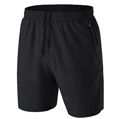Abbildung von Herren Sport Shorts Kurze Hose Schnell Trocknend Sporthose Leicht mit Reißverschlusstasche(Schwarz,EU 4XL/US 3XL)