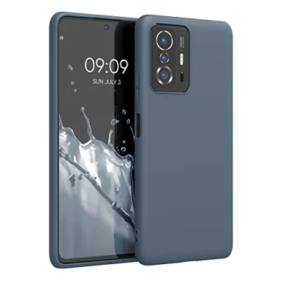 Abbildung von kwmobile Hülle kompatibel mit Xiaomi 11T / Pro weiches TPU Silikon Case Cover geeignet für kabelloses Laden Dunkler Schiefer