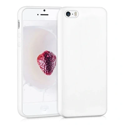 Abbildung von kwmobile Hülle kompatibel mit Apple iPhone SE (1.Gen 2016) / 5 5S weiches TPU Silikon Case Cover geeignet für kabelloses Laden Weiß matt