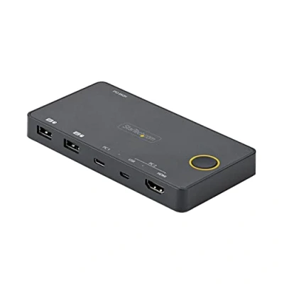 Abbildung von StarTech.com 2 Port Hybrid KVM Switch HDMI + USB A &amp; C 4K 60Hz 2.0 Monitor Kompakter Desktop und/oder Laptop Umschalter Bus Powered Thunderbolt 3 Kompatibel (SV221HUC4K)