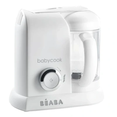 Abbildung von BÉABA Babycook Solo 4 in 1 Babynahrungszubereiter Schonender Dampfgarer Schnelles Dampfgaren 15 Minuten Garkorb aus Edelstahl Weiss/Silber