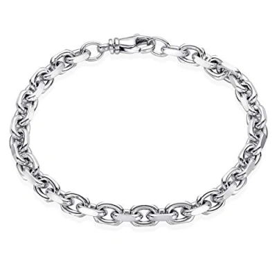 Abbildung von Materia Herren Armband Silber 925 6mm breit Herrenarmband Ankerkette diamantiert rhodiniert SA 89 20cm