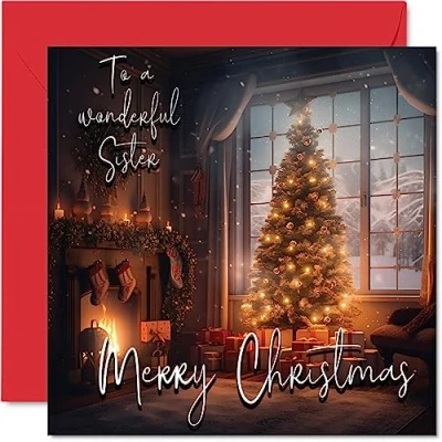 Abbildung von Traditionelle Weihnachtskarte für Schwester Merry Christmas to Sister Happy Xmas von Bruder, Schwester, Geschwister, 145 mm x mm, einzelne saisonale Grußkarten, Geschenk