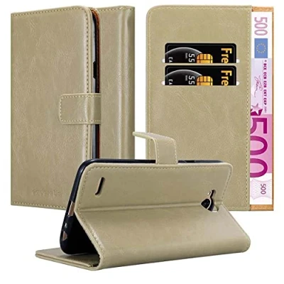 Abbildung von Cadorabo Hülle kompatibel mit LG X Power 2 aus Premium Kunst Leder Flip Klappbare Stoßfeste Magnetische [Standfunktion] [Kartenfächern] Cover für Tasche in Braun