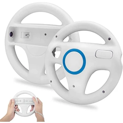 Abbildung von TechKen 2 STK Racing Lenkrad Wheel für Wii Fernbedienung Kompatibel mit Kart,Racing Controller Kunststoff Game Spiele