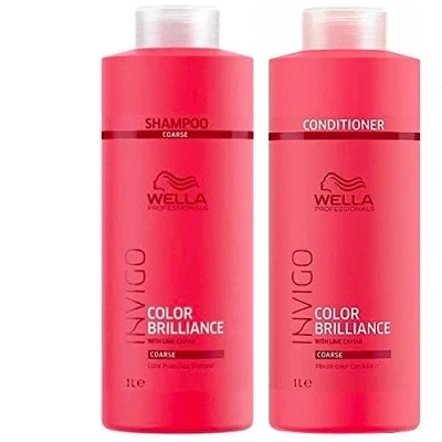 Abbildung von Wella Professionals Brilliance Duo Farb Shampoo 1000ml und Conditioner für sprödes, dickes Haar