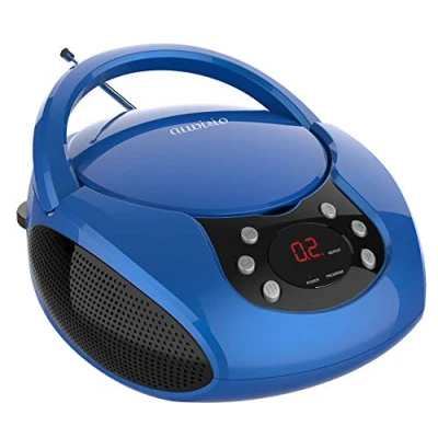 Abbildung von auvisio Kinder CD Player: Tragbarer Stereo Player mit Radio, Audio Eingang &amp; LED Display (Kofferradio CD, Ghettoblaster, Outdoor unterwegs)