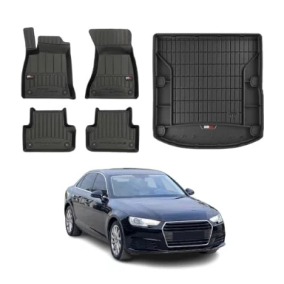 Abbildung von OMAC Fußmatten &amp; Kofferraumwanne Set kompatibel mit Audi A4 B9 2015 2019 Gummi Schwarz 5X